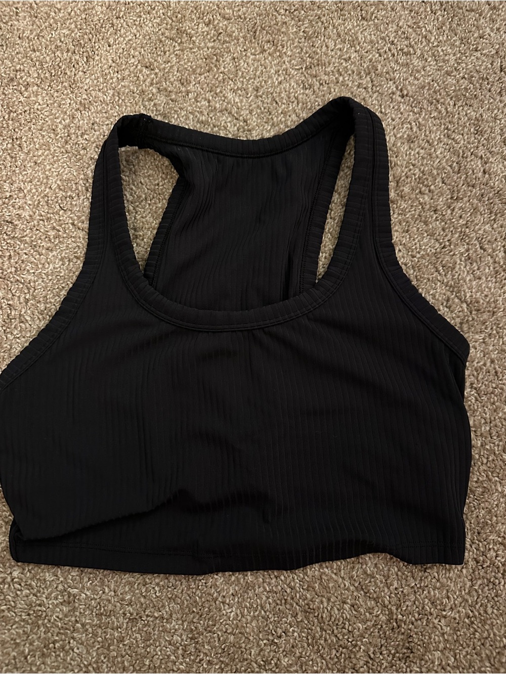 Black Ribbed Racerback Bra- Women